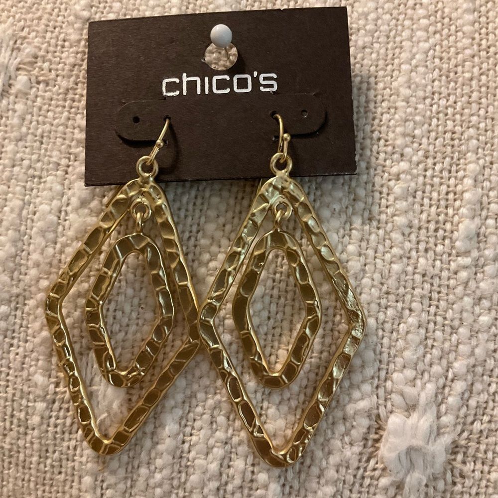 0202-Chico's Gold-Tone Geometric Earrings